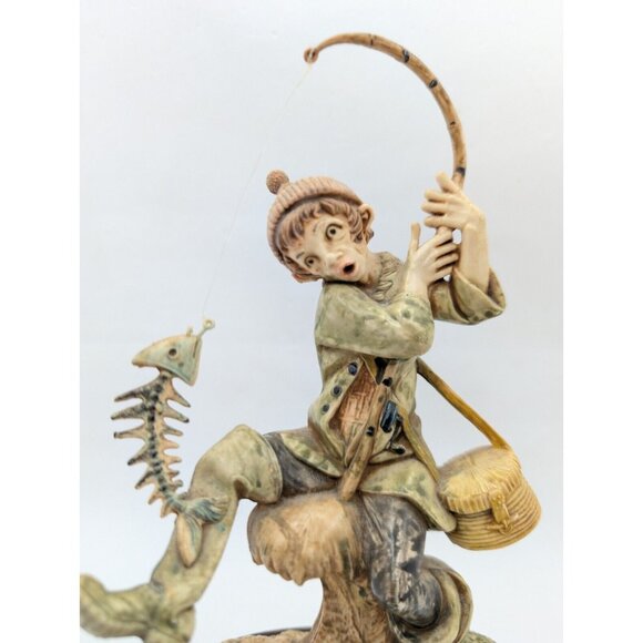 Vtg Fontanini Fisherman Fishing Figurine Wood Base 2002 Depose Italy 8.5" - Picture 14 of 16